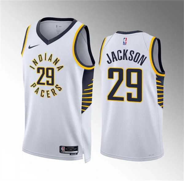 Men%27s Indiana Pacers #29 Quenton Jackson White Association Edition Stitched Basketball Jersey Dzhi